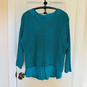 EILEEN FISHER 2-piece Cotton Mesh Top over V-Neck Cotton Slub Tee (size SP)